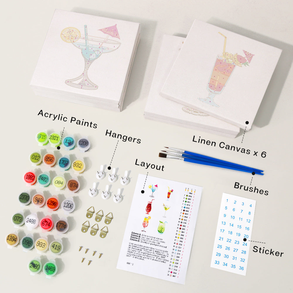 6 Mini Paintings - Cocktail Set