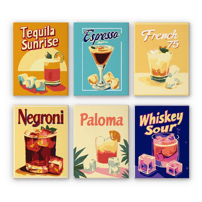 6 Mini Paintings - Gorgeous Cocktail Set-Paint by numbers