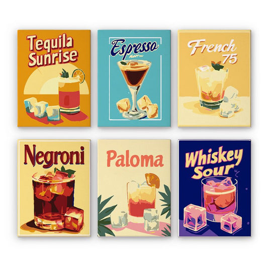 6 Mini Paintings - Gorgeous Cocktail Set-Paint by numbers