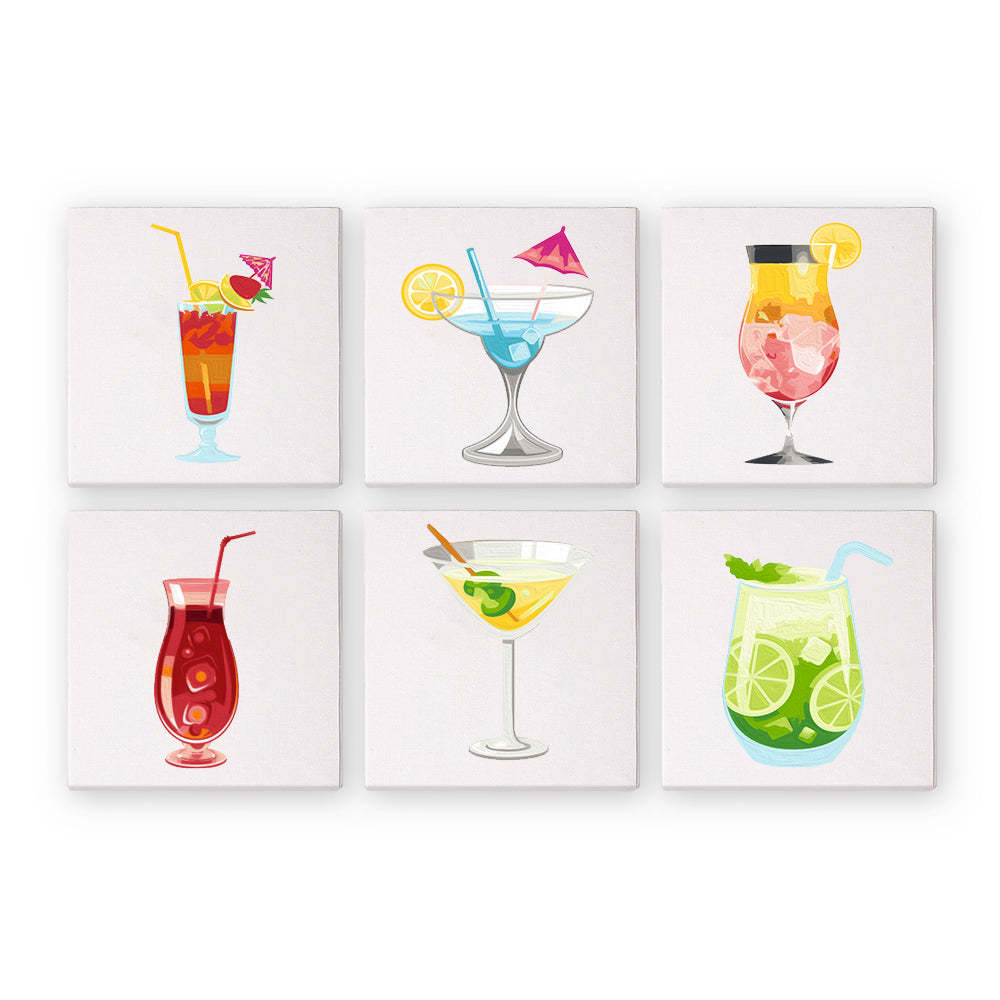 Paint by numbers   6 Mini Paintings   Cocktail Set