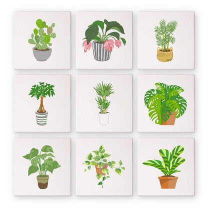 9 Mini Paintings – Indoor Plants Set | Paint by Numbers-Paint by numbers