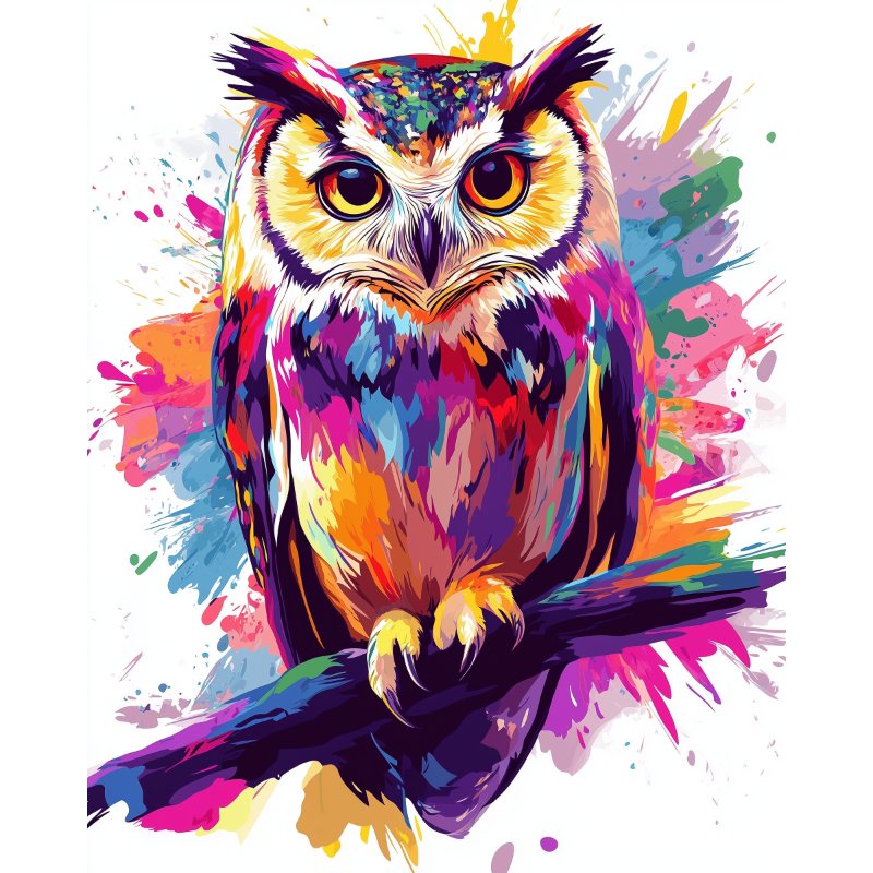 Owl - Color Splash | Paint by Numbers-Paint by numbers