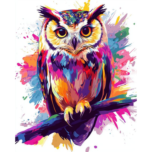Owl - Color Splash | Paint by Numbers-Paint by numbers
