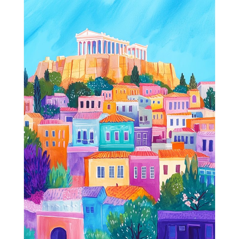 Colorful Athens | Paint by Numbers-Paint by numbers
