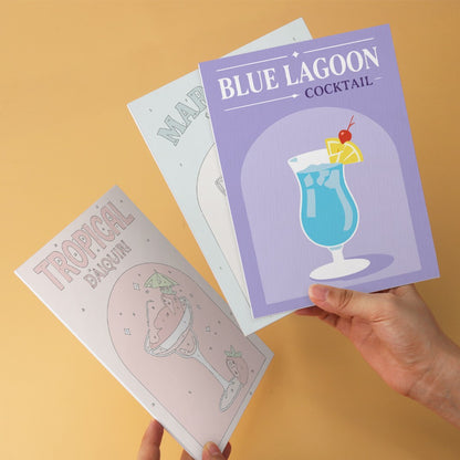 6 Wooden Board Mini Paintings – Colorful Cocktails