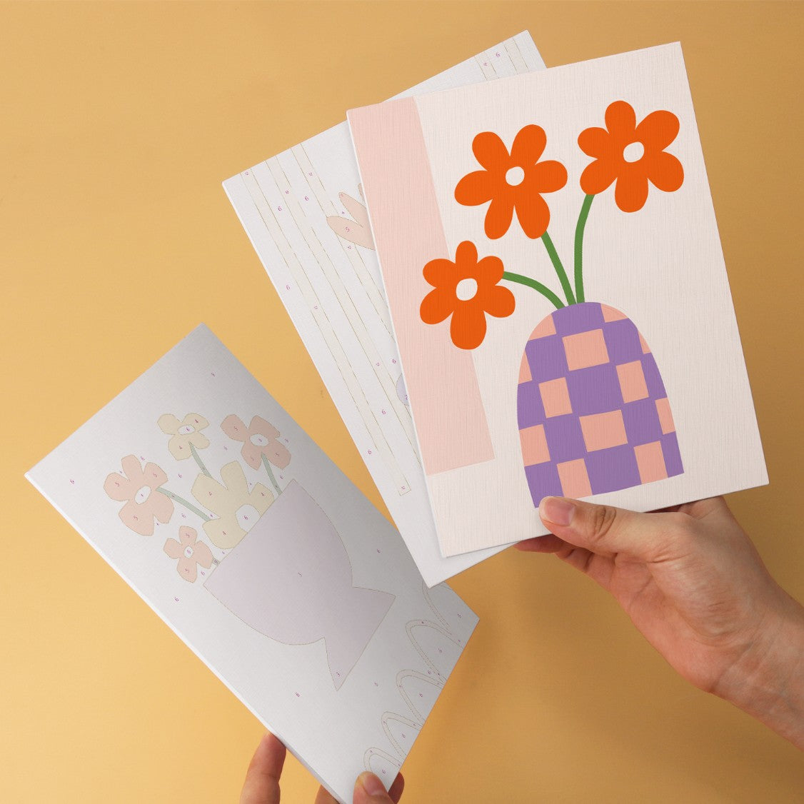 6 Wooden Board Mini Paintings – Vase Full of Blooms
