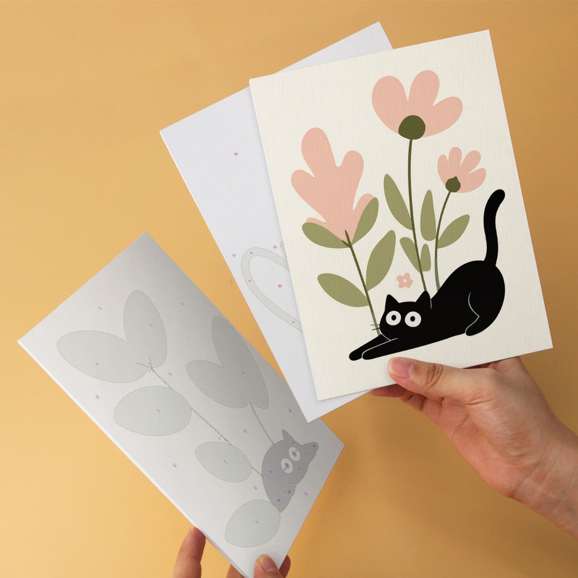 6 Wooden Board Mini Paintings – Cats Among Plants