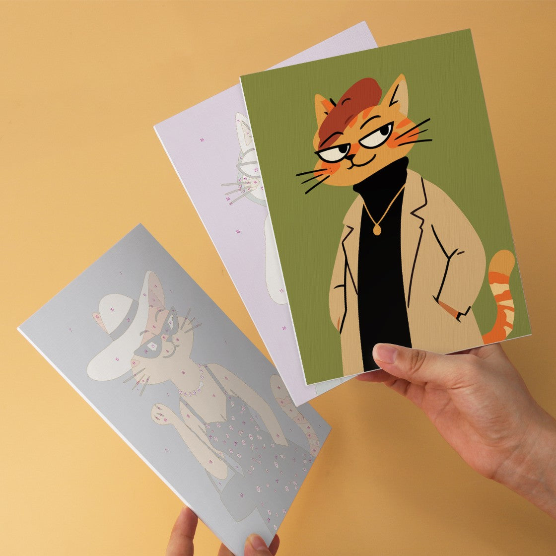 6 Wooden Board Mini Paintings – Fashionable Felines