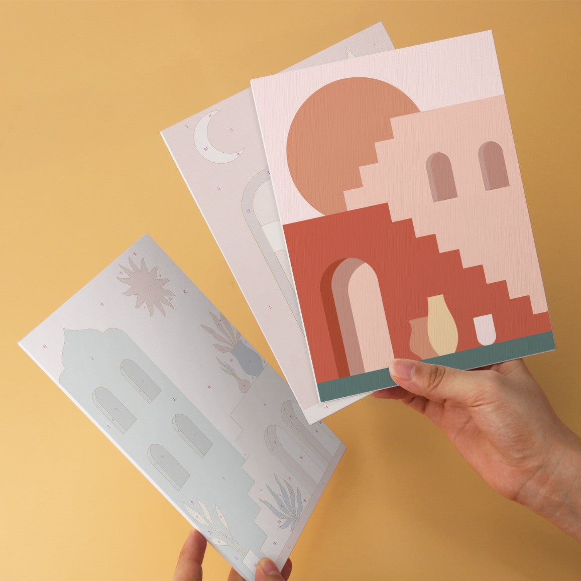 6 Wooden Board Mini Paintings – Desert Doorways