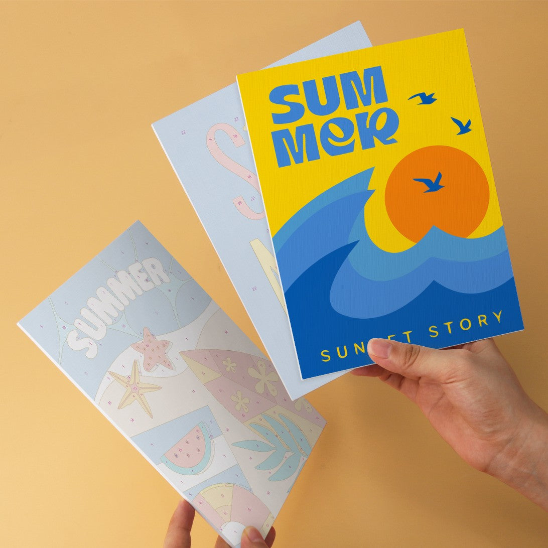 6 Wooden Board Mini Paintings – Summer Sunset Story