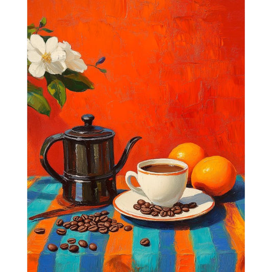 Coffee and oranges | Paint by Numbers-Paint by numbers