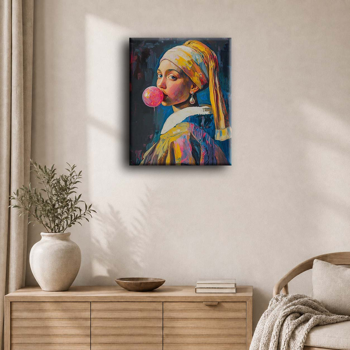 La joven de la perla Chicle | Pintar por números