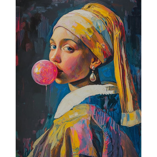 Girl with a pearl earring Bubblegum | Paint by Numbers-Paint by numbers