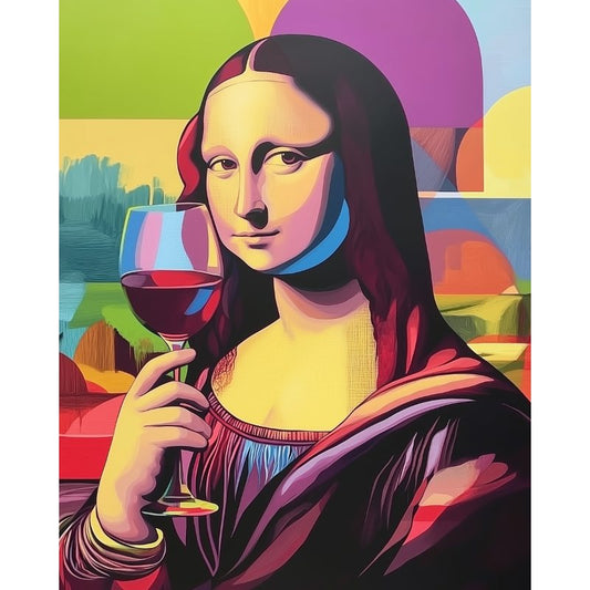 Mona Lisa drinking wine | Paint by Numbers-Paint by numbers
