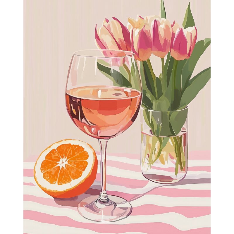 Orange wine and Tulips | Paint by Numbers-Paint by numbers
