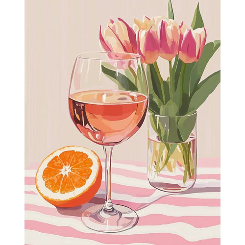 Paint by numbers - Orange wine and Tulips | Paint by Numbers