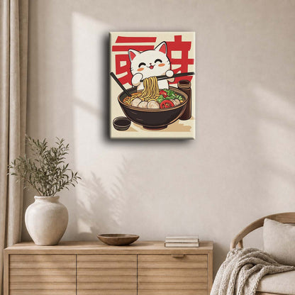 Cat in noodle bowl | Paint by Numbers