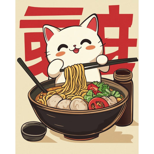 Cat in noodle bowl | Paint by Numbers-Paint by numbers