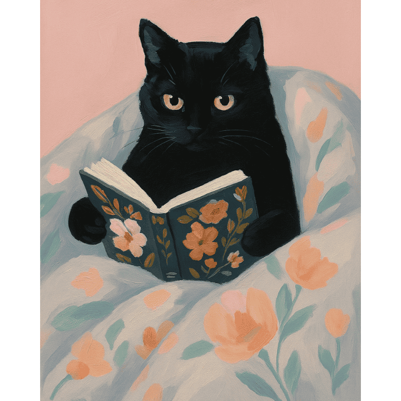Reading cat | Paint by Numbers-Paint by numbers