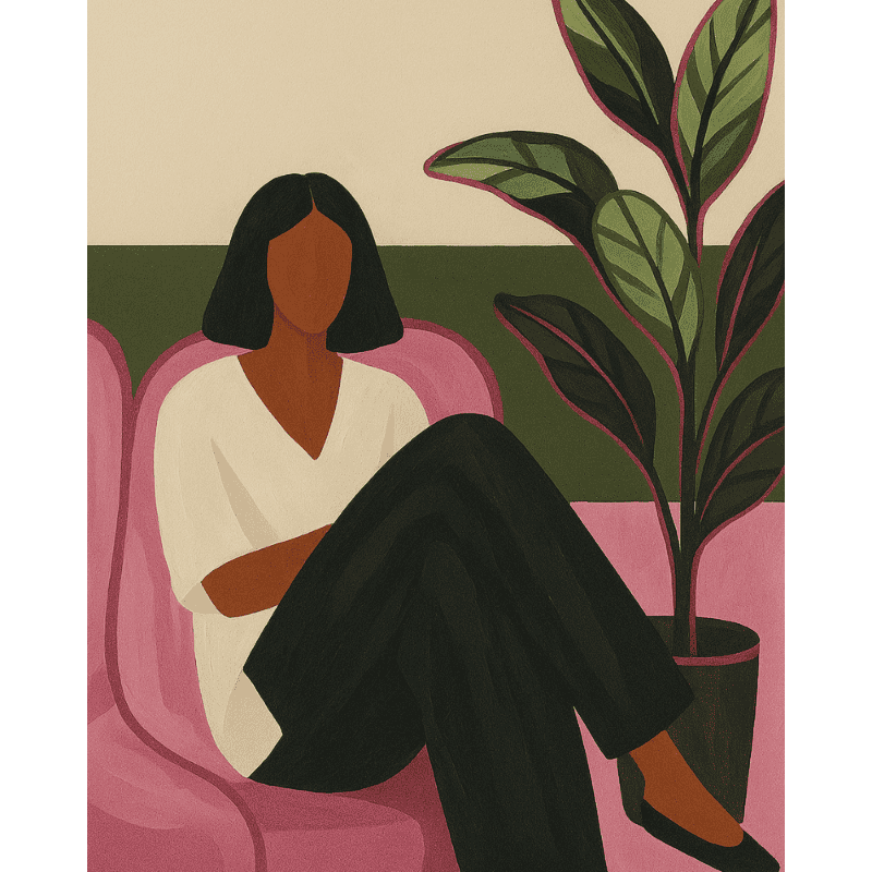 Woman and the Ficus plant | Paint by Numbers-Paint by numbers