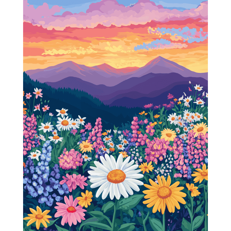 Paint by numbers   Colorful flower landscape | Paint by Numbers