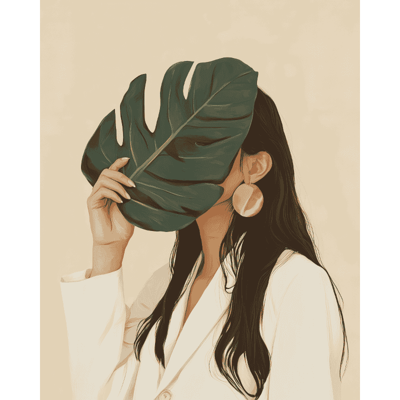 Woman under the leave | Paint by Numbers-Paint by numbers