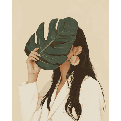 Woman under the leave | Paint by Numbers-Paint by numbers