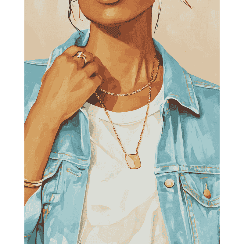Girl in Jeans jacket | Paint by Numbers-Paint by numbers