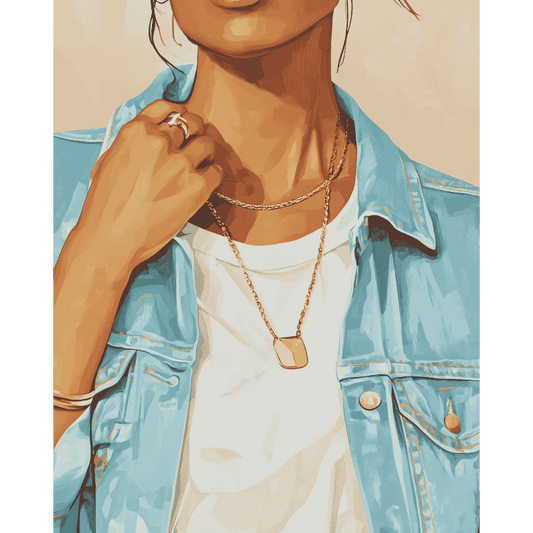 Girl in Jeans jacket | Paint by Numbers-Paint by numbers