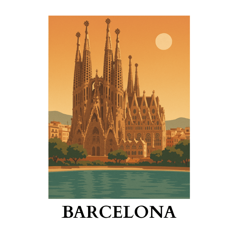 Travel Poster - Barcelona | Paint by Number-Paint by numbers