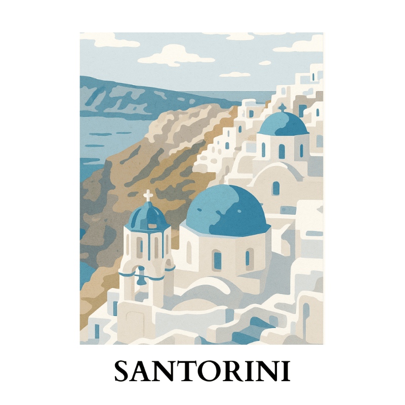 Paint by numbers   Travel Poster   Santorini | Paint by Number