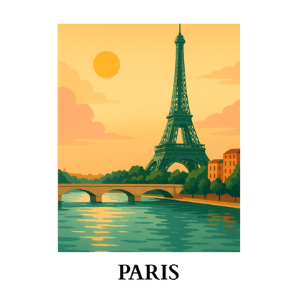 Travel Poster - Paris | Paint by Number-Paint by numbers