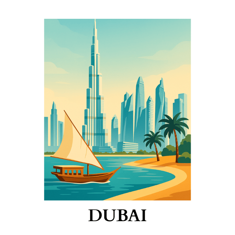 Travel Poster - Dubai | Paint by Number-Paint by numbers