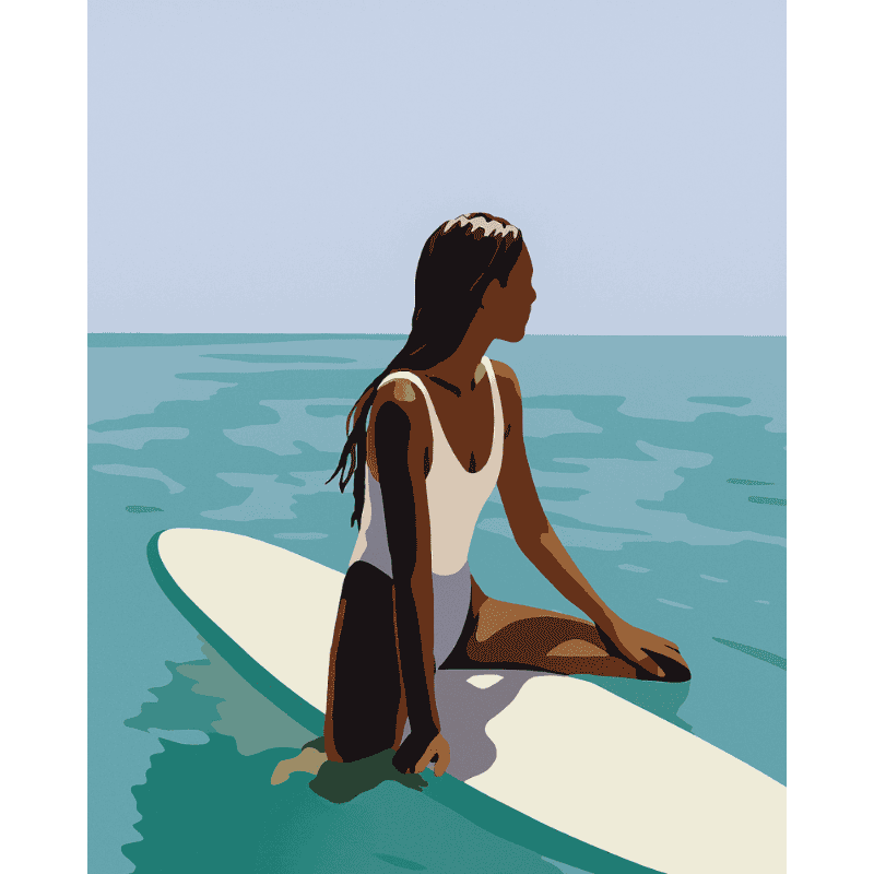 Lady on the surfboard | Paint by Number-Paint by numbers