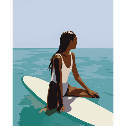 Lady on the surfboard | Paint by Number-Paint by numbers
