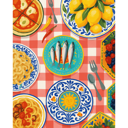 Mediterranean dinner | Paint by Number-Paint by numbers
