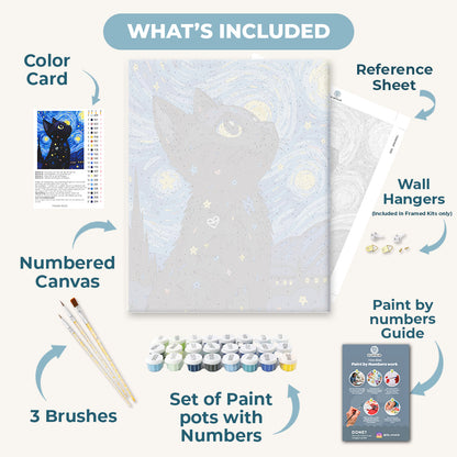Cat at the Starry Night | Paint by Number