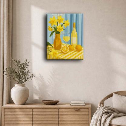 Citrons, vin et fleurs | Peinture à numéros
