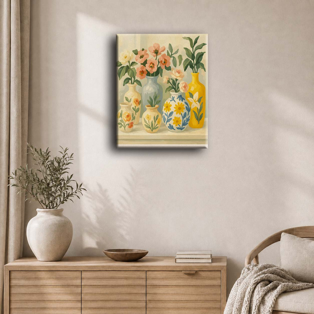 Blomster i malte vaser | Maleri etter tall