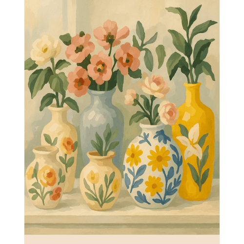 Flowers in Painted Vases | Paint by Number