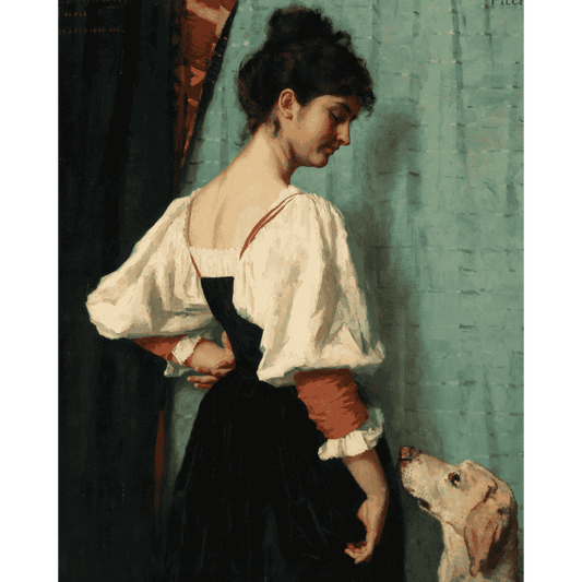 Woman, with ‘Puck’ the Dog - Therese Schwartze | Paint by Number-Paint by numbers