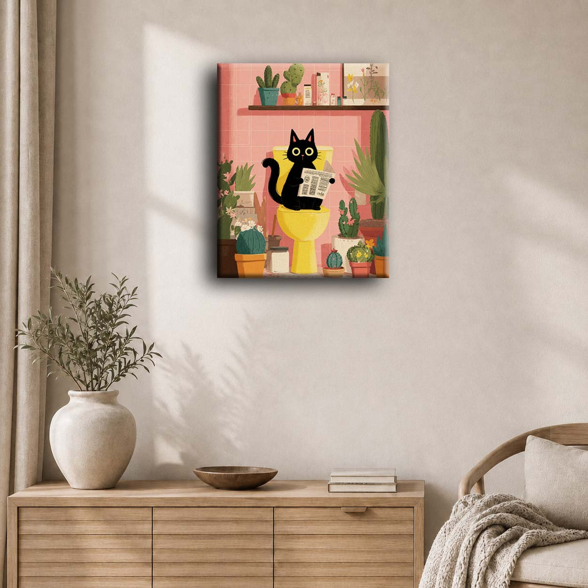 Le chat noir sur les toilettes | Peinture à numéros