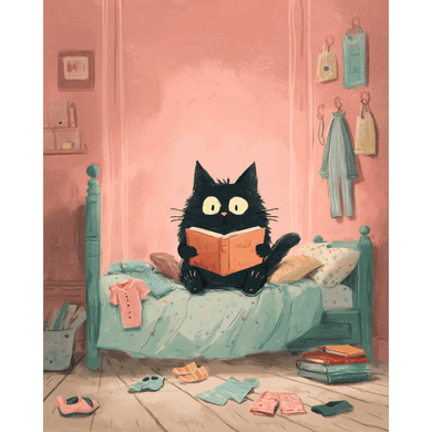 The black cat in the bedroom | Paint by Number