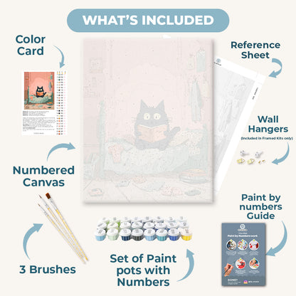 The black cat in the bedroom | Paint by Number