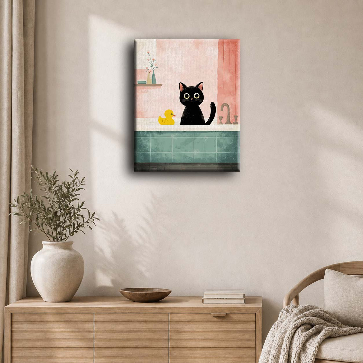 The black cat in the bathroom | Paint by Number