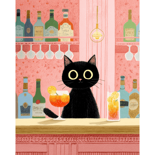 The black cat at the bar | Paint by Number