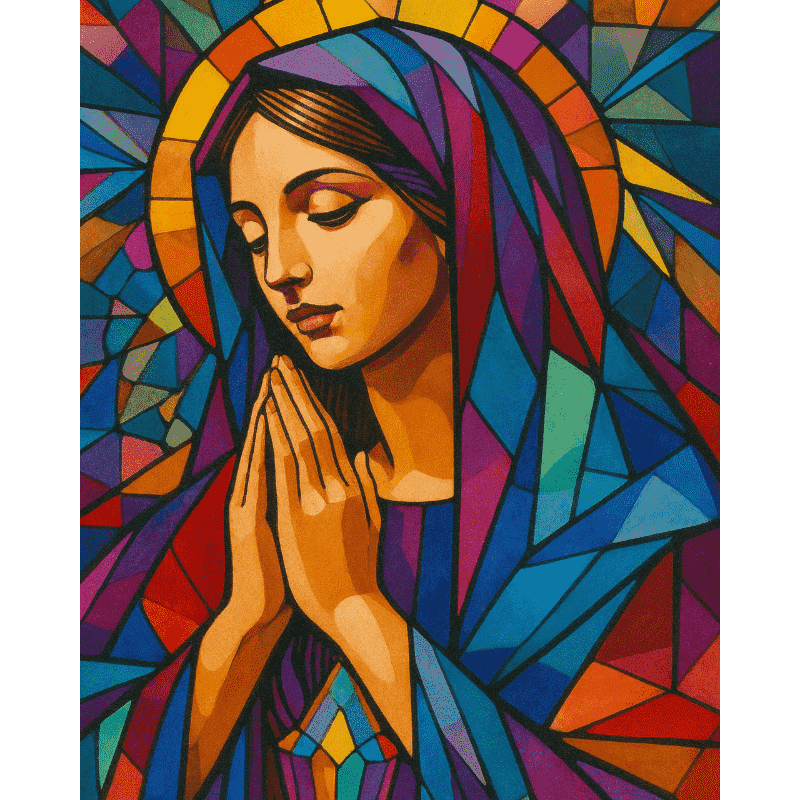 Stained glass Virgin Mary | Paint by Number-Paint by numbers