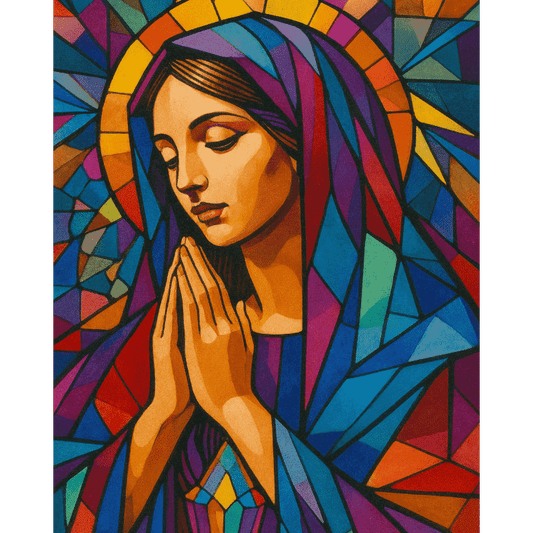 Stained glass Virgin Mary | Paint by Number-Paint by numbers