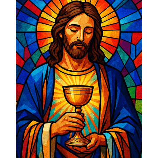 Stained glass Jesus | Paint by Number-Paint by numbers