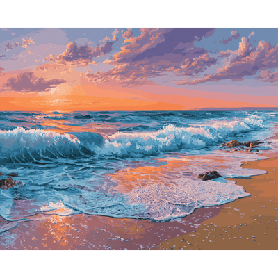 Coucher de soleil rose | Peinture à numéros